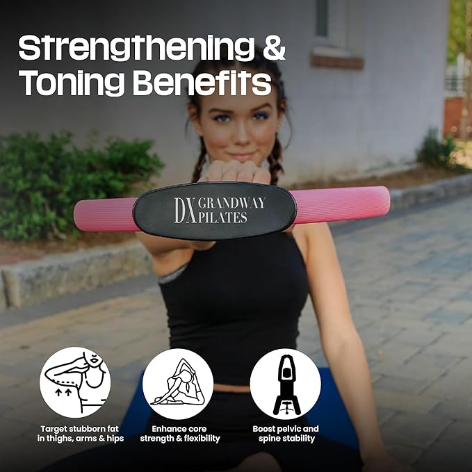 Premium Pilates Ring Fitness Circle - Lightweight Durable Foam Padded Handles, Flexible Resistance Exercise Equipment for Toning Arms, Thighs, Legs & Core