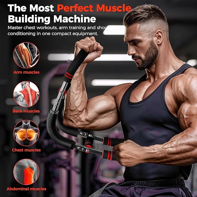 Twister Arm Trainer, Adjustable Chest Workout Equipment Upper Body Strength Training, Portable Power Twister Bar with Detachable Design, Arm Trainer, Home Gym & Travel Fitness Tool