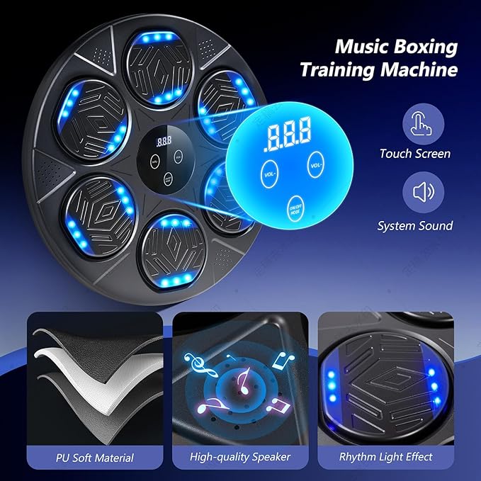Music Boxing Machine, Workout Equipment with Boxing Gloves, Bluetooth Smart Punching Arcade Machine, Fitness Equipment for Home,Office,Gym