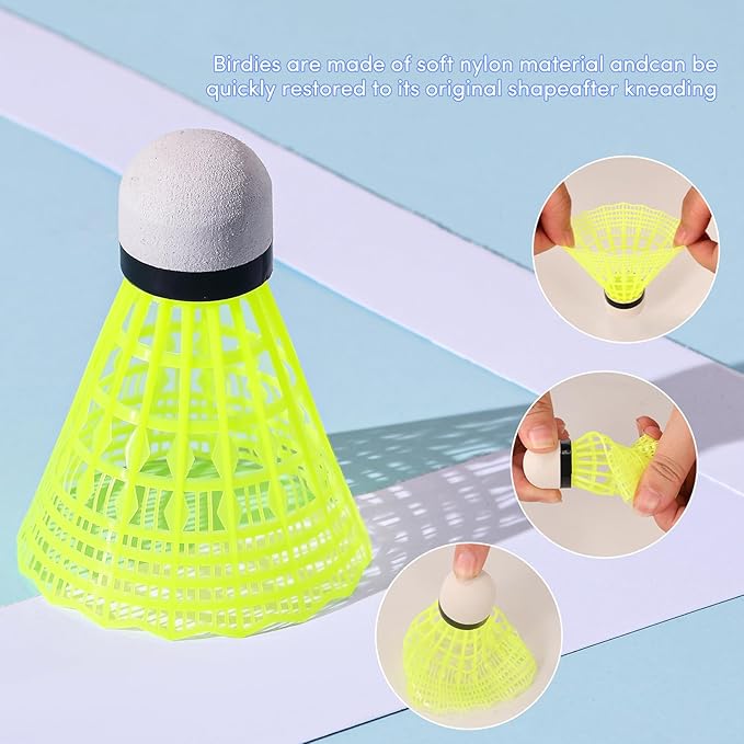 12 Pack Nylon Badminton Shuttlecocks Badminton Birdie Balls with Great Stability and Durability,Shuttlecock Indoor Outdoor Sports Hight Speed Training