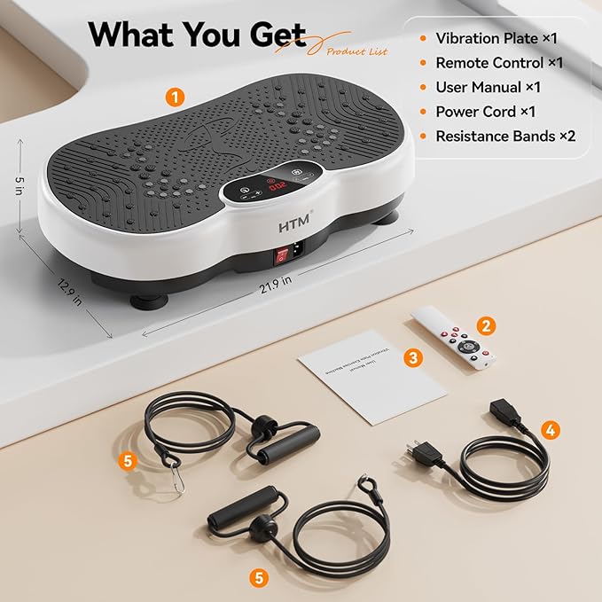 Vibration Plate Exercise Machine - 300 lbs Weight Capacity, 120 Speed Levels, 9 Workout Modes for Home Fitness, Muscle Toning & Weight Loss