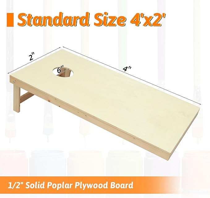 Cornhole Board Set 4FTx2FT Solid Wood Regulation Size Cornhole Set Includes 8 Cornhole Bags for Adults