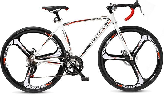 700C Wheel Road Commuter Bike, 14/21 Speed Shifter, Dual Disc Brakes Racing Bicycle with Light Aluminum Alloy Frame for Adult Men and Women