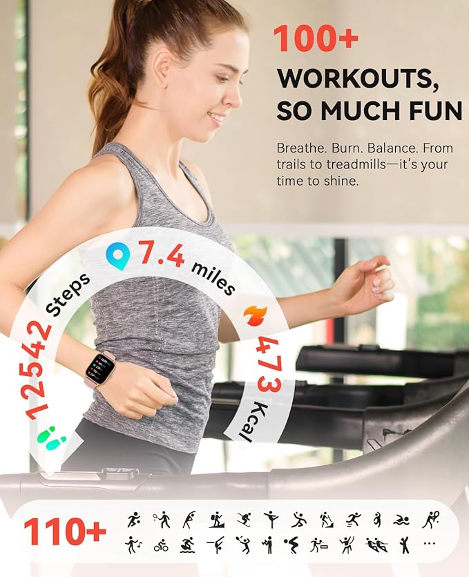 Smart Watch for Women Men, Bluetooth Call, Fitness Step Tracker Watch for Android iPhone Compatible, IP68 Waterproof Smartwatch With Sleep Monitor/Activity Tracker/Pedometer/110+ Sports Modes