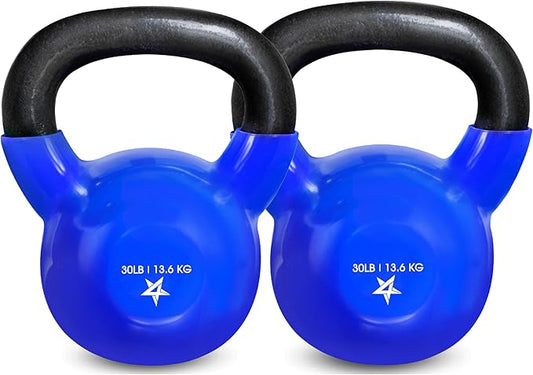 Yes4All Kettlebell, 5-100 LB Vinyl Coated Cast Iron Strength Training Kettlebells for Home Gym Exercises, Fitness, Full Body Workout Equipment, Push Ups, and Grip Strength