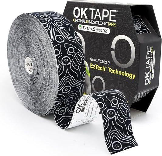 OK TAPE Kinesiology Tape Bulk 103Feet, Pro Adhesive, Water-Resistant k Tape, Elastic Athletic Tape, Latex Free, Uncut, Black