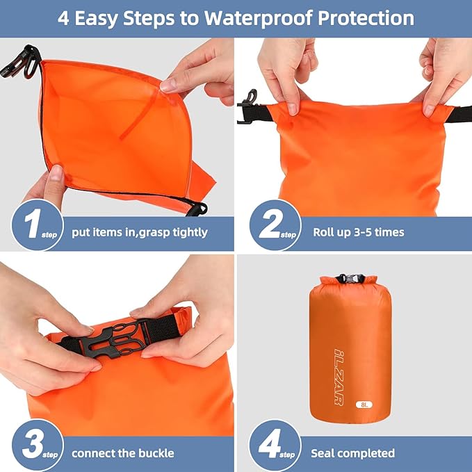 6PCS Dry Bags Waterproof, Lightweight Dry Bags for Kayaking Waterproof,Outdoor Waterproof Bag for Kayaking Hiking Boating Camping