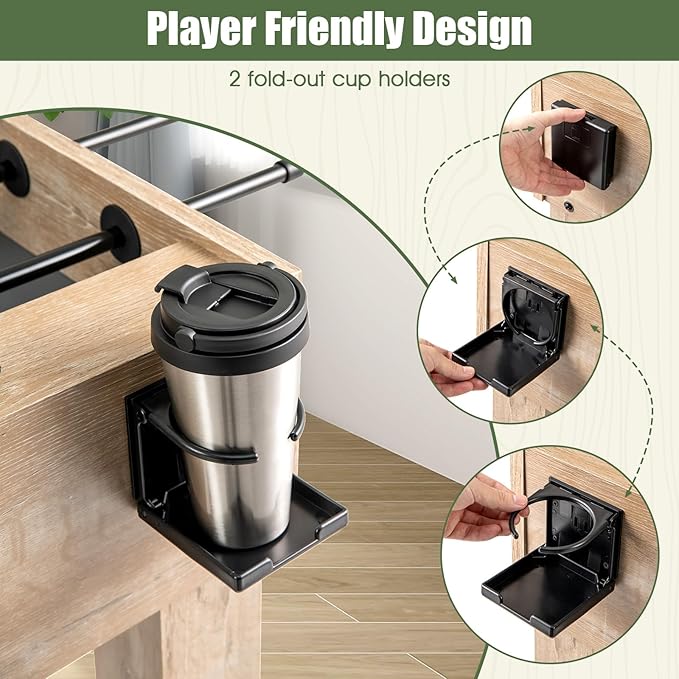 Giantex 54" Foosball Table Adult Size, Full Size Arcade Soccer Table Game w/2 Balls & 2 Cup Holders, Football Table for Kids & Adults, Competition Sized Foosball Table for Game Room, Family, Party