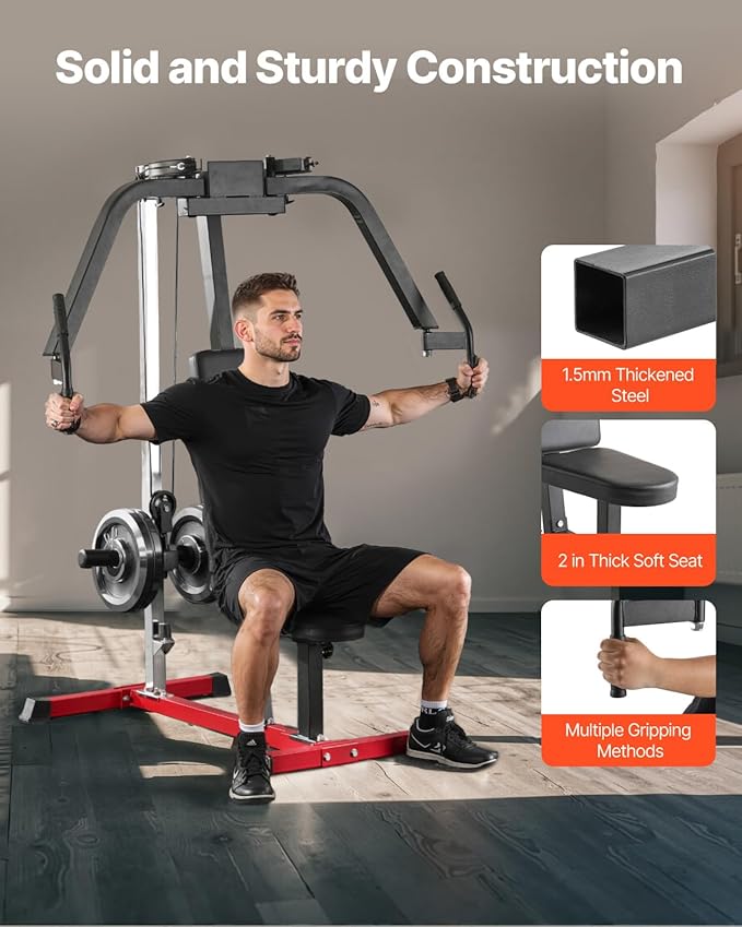 VEVOR Chest Press Machine, Bench Press Set, Adjustable Flat Incline Bench with Independent Converging Arms, Upper Chest Equipment, Fitness Home Gym Equipment Chest