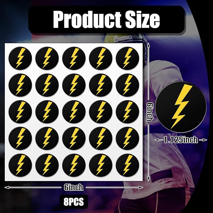 Jecery 200 Pcs Helmet Stickers Baseball Softball Helmet Baseball Stickers 1.1 Inch Lightning Bolt Vinyl Decals Self Adhesive for Softball Lacrosse Wall(Black Print Gold)