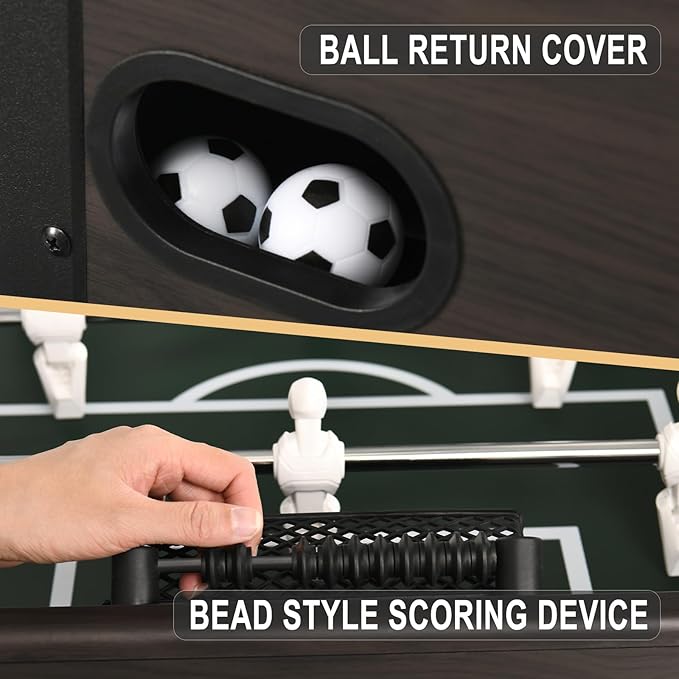RAYKEE Foosball Table, 54" Soccer Games Table Competition Sized Wooden Table Soccer w/ 2 Balls for Adult Kids Youth Home, Game Room, Office, Party