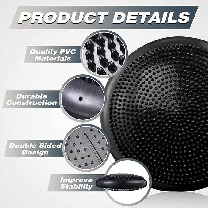 Leitee 10 Pcs Wobble Cushion Inflated Wiggle Seats 13.4'' Balance Disc with Air Pump Sensory Flexible Seat Balance Pad for Focus Sensory Training Core Stability Physical Exercise Home Office
