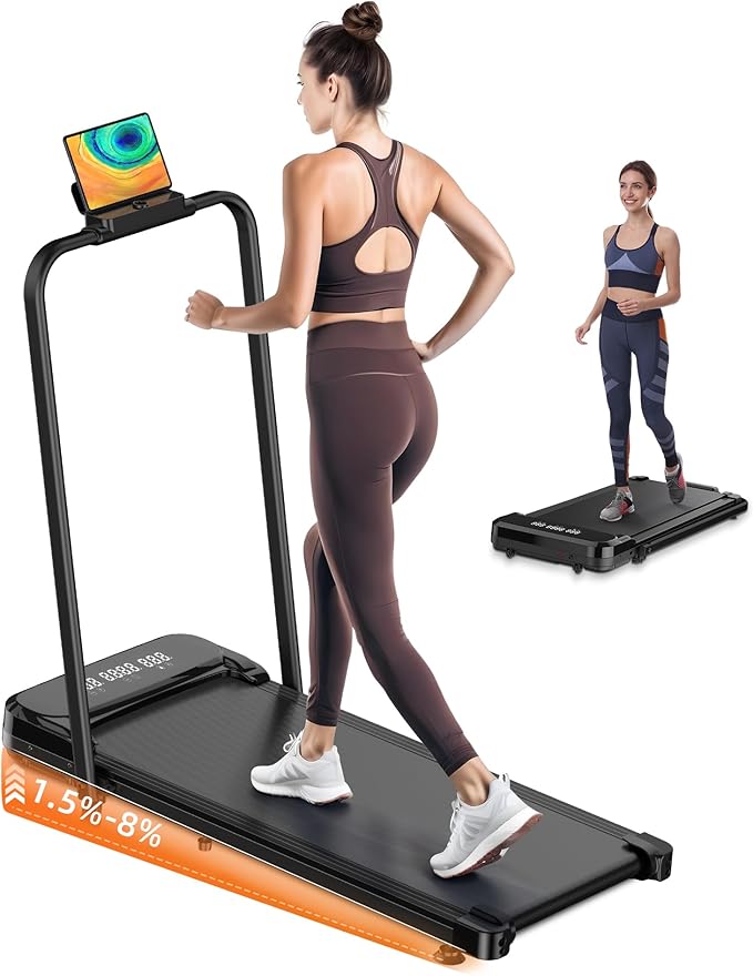 Walking Pad, Under Desk Treadmill, Walking Pad with Incline, 2 in 1 Treadmills for Home/Office, Compact Portable Foldable Treadmill, Installation-Free Low Noise, Safety Lock and LED Display