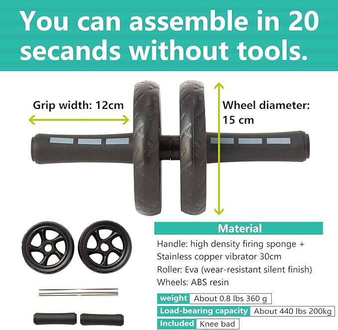 Ab Roller Wheel workout for Abdominal Core Strength training home gym fitness Equipment, Exercise Wheel for Men Women