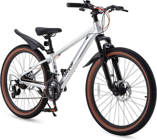RoyalBaby Kids Mountain Bike for Boys and Girls, Ultra-Light Aluminum 20-24 Inch Wheel Bicycle for 6-14 Years Old Children, 7/21-Speeds Drivetrain