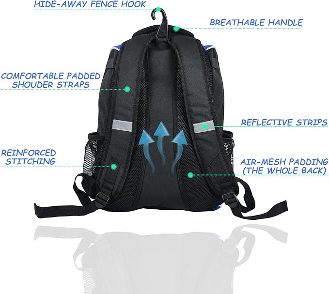 WOLT Youth Baseball Bag - Bat Backpack for Baseball, T-Ball & Softball Equipment & Gear, Bat & Glove Holder, Large Main Compartment for Helmet & accessories, Separate Shoes Compartment, Fence Hook