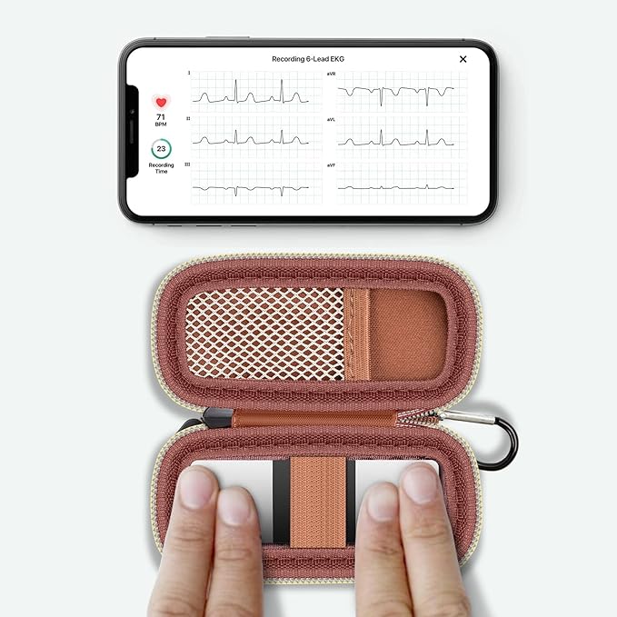 Heart Monitor Case Compatible with AliveCor Kardia Mobile ECG/for KardiaMobile 6L for Apple and Android Device - CASE ONLY (Brown)