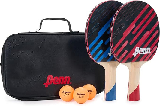 Penn 2-Player Table Tennis Paddle Set - Includes Two 3.0 Paddles, Three 3-Star ping Pong Balls, and Storage Pouch