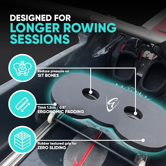 Godfrey Original Rowing Seat Pad for Men & Women - Anti-Slip Rower Cushion with Optional Clip for in-Boat, Concept2, Peloton, Hydrow & WaterRowers