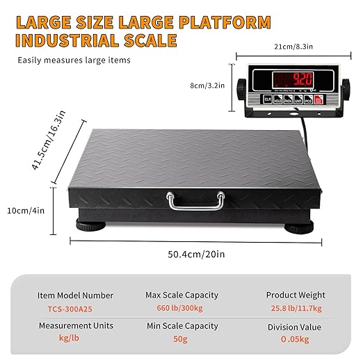 660lbs Heavy Duty Postal Scale with Steel, Ultra Durable Large Verstile Digital Shipping Scale, Scale for Packages/Pets/Luggage/Warehouse/Office/Orchard/Body Weight/Home/Commerce/Industry