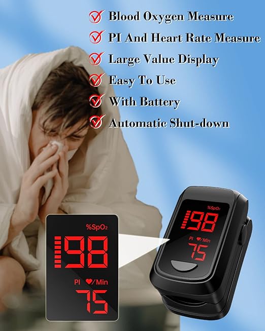 Pulse Oximeter Fingertip- Mini Oximeter Oxygen Saturation Monitor for SpO2/Heart Rate/PI, with Auto Graph Display