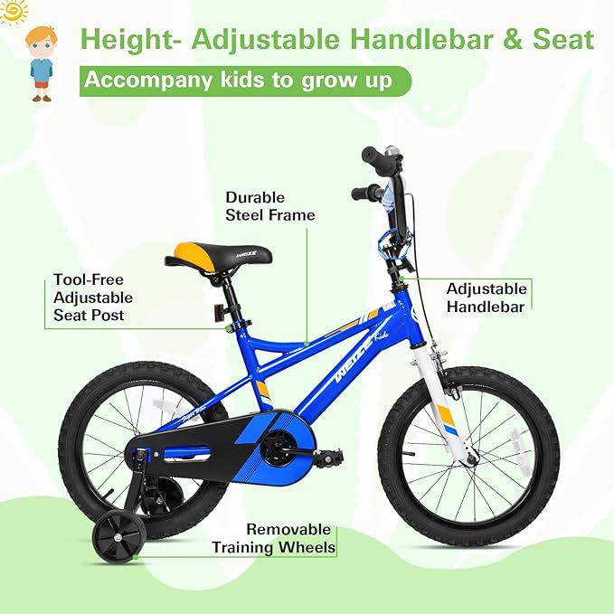 WEIZE Kids Bike, 14 16 20Inch Children Bicycle for Boys Girls Ages 3-12 Years Old, Rider Height 35-62 Inch, Coaster Brake, Multiple Color Options
