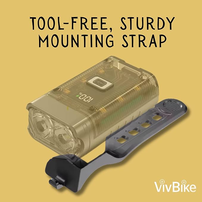 VivBike Rechargeable Bike Light, Extremely Bright 1000 Lumen Dual LED Headlight, USB-C Fast Charging, 360° Rotating Mount, Waterproof | A HerTime2 Brand