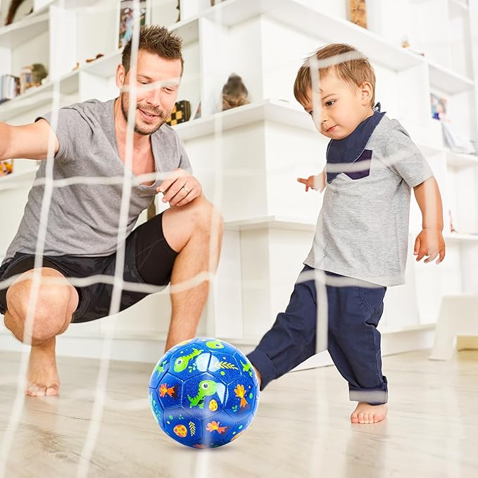 U&C Planet Soccer Ball Size 2/3/4/5 for Toddler and Kids, 1 Pack 2 Pack Classic Cartoon Ball with Pump for Girls and Boys Age 1 and up, Indoor Outdoor Soccer Game Gift