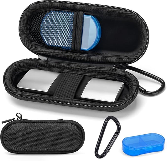 Case for KardiaMobile 1L 6L Personal EKG Monitor, Hard Travel Carrying Case for AliveCor Kardia Heart Monitor EKG/ECG, Portable Heart Rate Monitor Bag Storage Organizer with Pill Box & Carabiner Clip