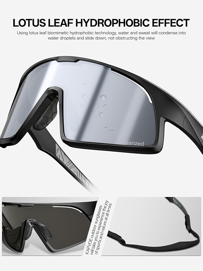 KAPVOE Polarized Cycling Glasses Men Women Sports Sunglasses for Mountain Bike Running Fishing Baseball K383