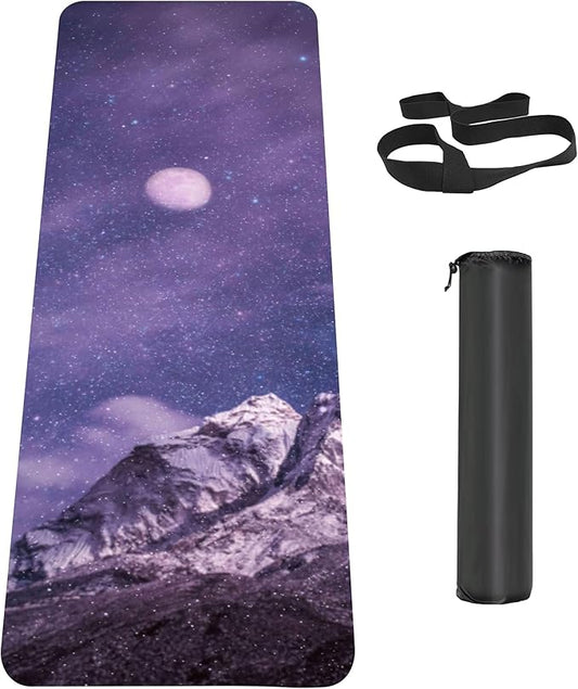 Non Slip Yoga Mat TPE Workout Mat for Men Women, Thick Workout Mat with Carrying Strap, Fitness Mats for Exercise, Yoga, Fitness, Pilates, Floor Workouts (72" x 24" x 6mm)