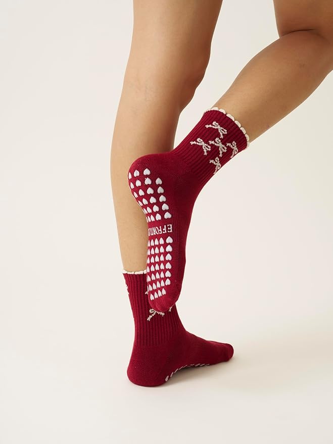 Crew Half Calf Grip Socks, Cutest Fruits Pilates Socks, Ruffle socks, Non-Slip, Barre Yoga Fitness