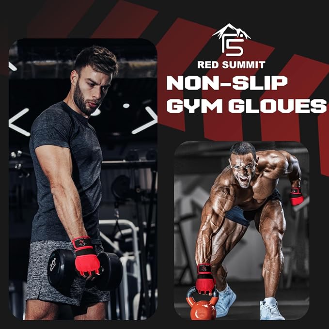 Weight Lifting Gym Gloves for Men & Women, Workout Exercise Gloves with Wrist Support & Anti-Slip Palm for Hanging, Rowing, Pullups, Bodybuilding, Powerlifting & Calisthenics