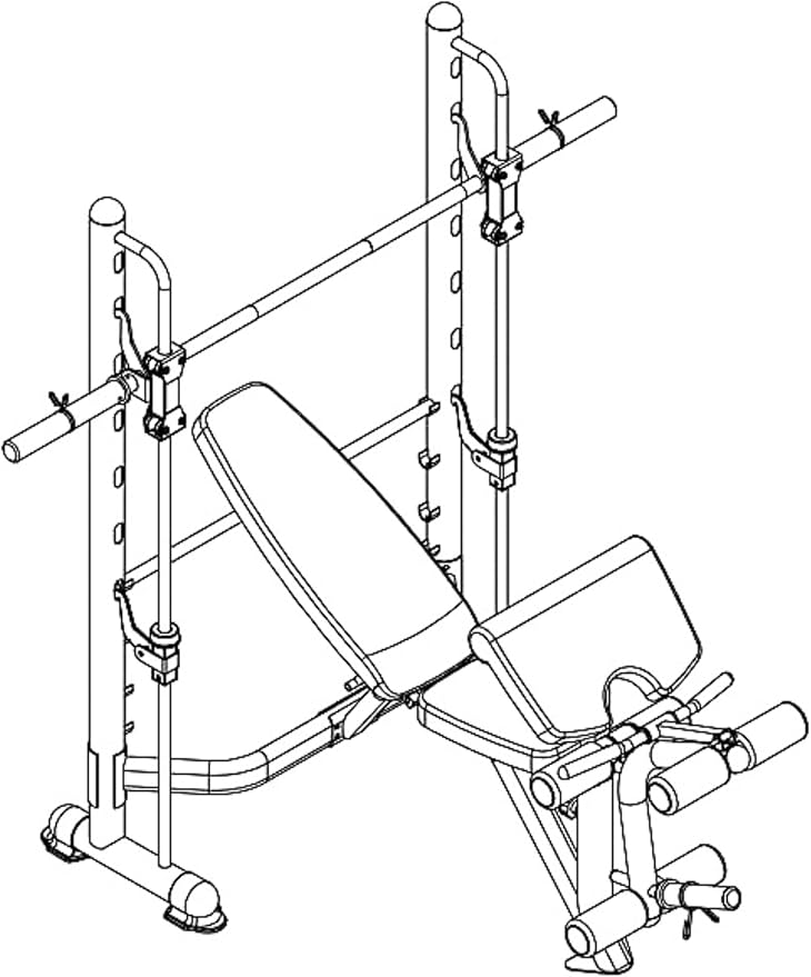 Olympic Weight Bench Squat Rack Home Gym w/Leg Extension & Arm Curl, All in One Gym Machine