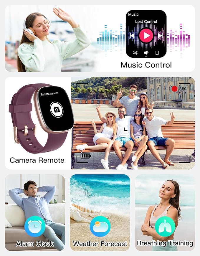 Fitness Tracker 2025 Ver. (Answer/Make Calls), 1.85" Smart Watch Fitness Watches for Women Men with 24/7 Heart Rate Blood Oxygen Monitor Sleep Tracker 100+ Sport Modes IP68 Waterproof (Purple)