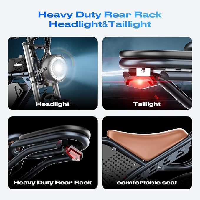 Electric Bike for Adults, 1200W 32MPH, 48V 30AH E-Bike, 65-Mile Range, 20-Inch Fat Tire E-Motorcycle,Off-Road Fit for Mountains, Snow, Sand, Highways