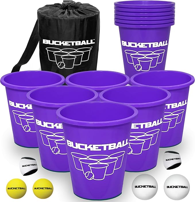 BucketBall | Team Color Edition | Combo Pack (Purple/Purple): Original Yard Pong Game: Best Camping, Beach, Lawn, Outdoor, Family, Adult, Tailgate, Jumbo, Giant Game
