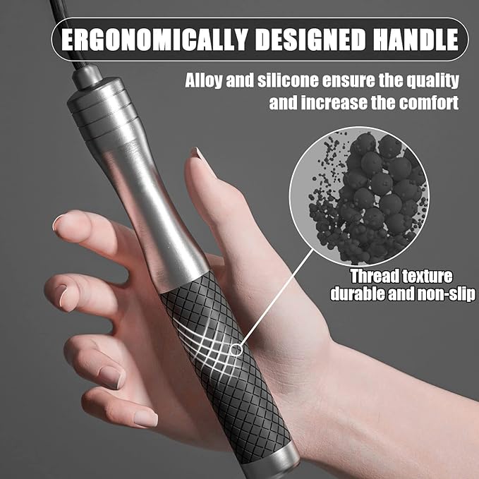 ๐๐ฉ๐๐๐ ๐๐ฎ๐ฆ๐ฉ ๐๐จ๐ฉ๐ ๐๐จ๐ซ ๐
๐ข๐ญ๐ง๐๐ฌ๐ฌ - Skipping Rope for Women Men Exercise with Adjustable Length Jumping Rope and Alloy & Silicone Handles Suitable for Workout Boxing Home Gym