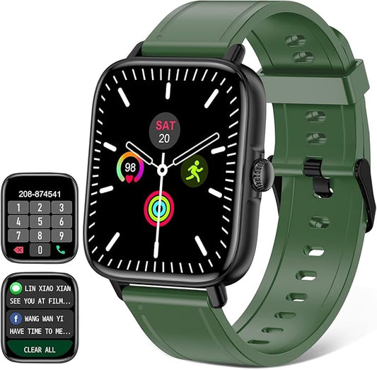 Smart Watch for Men Women (Answer/Make Call) - 1.9" Full Touch Screen Smartwatch iOS Android Compatible, Fitness Tracker Watch with Heart Rate Sleep Monitor, BP, SpO2, Step Counter (Classic Green)