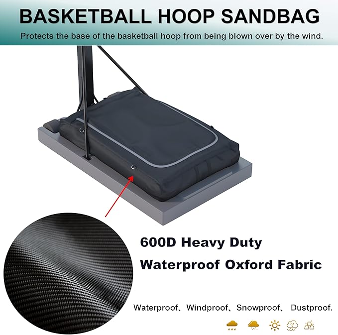 Basketball Hoop Sandbag,Weather-Proof Heavy Duty Weighted Base Anchor for Basketball Hoops, Basketball Hoop Anchor Can Hold in Excess of 200 lbs,Extra Safety for Your Sport