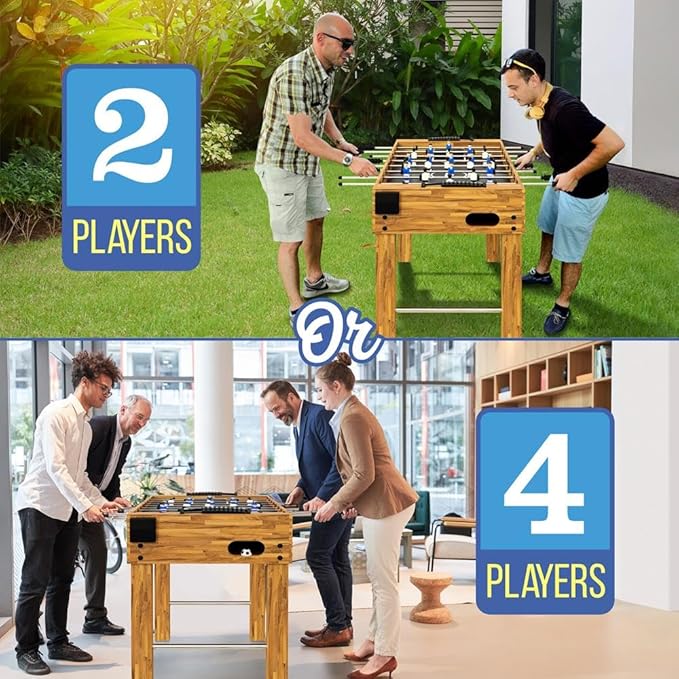SereneLife 48in Foosball Table, Competition Sized Set with 2 Balls and 2 Cup Holders for Indoor Family Arcade Game Room
