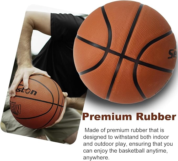 Senston 27.5‘’/29.5'' Basketball Outdoor Indoor Rubber Basketball Ball for Kids/Adult Official Size 5/7 Basket Ball with Pump