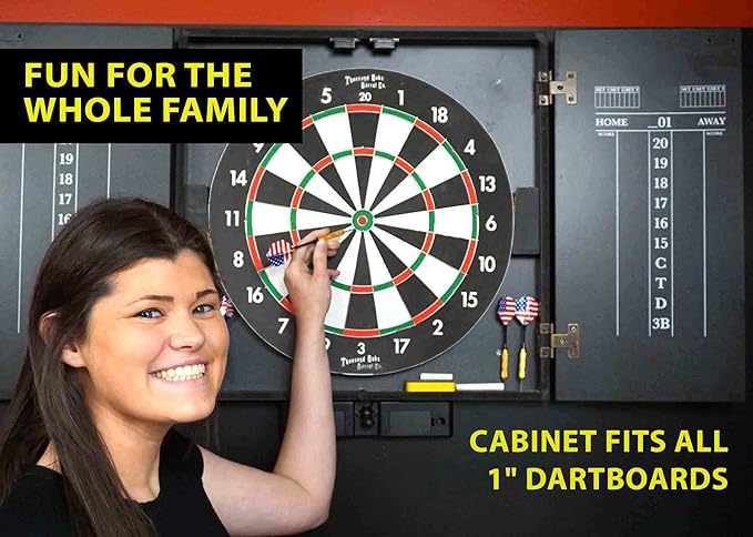 THOUSAND OAKS BARREL CO. | Personalized Dartboard & Cabinet Set with 6 Steel Tip Darts