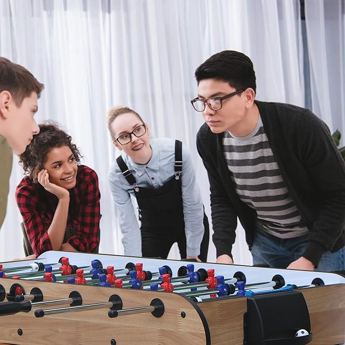 Foosball Table, 52.75'' Home Arcade Table Soccer with 4 Balls and Manual Scorer, Competition Foosball Table Set for Family Game Room, Adult Rrec Room, Basements or Bar