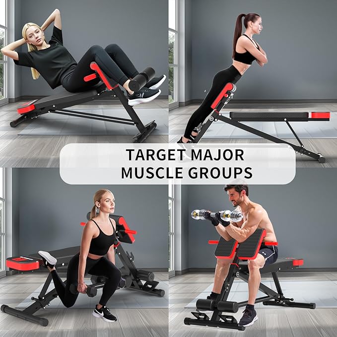 K KiNGKANG Adjustable Weight Bench,Roman Chair Load 500 LBS Workout Bench for Home Gym Workout Fitness Equipment Adjusts to Decline or Flat Bench