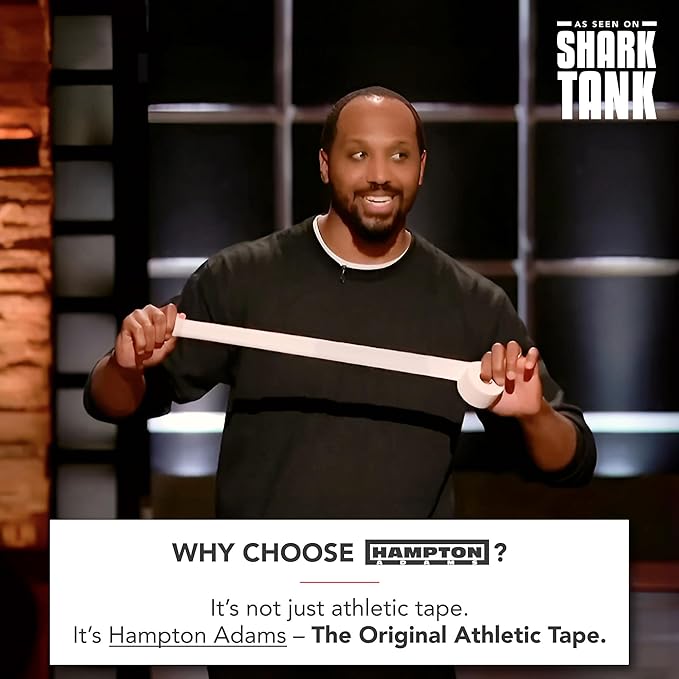 Hampton Adams | Official BJJ Partner | As Seen on Shark Tank | Medical Athletic Sports Tape (8-Pack, 45ft) | Easy Tear & No Sticky Residue | for Athletes, Trainers & First Aid Injury Wraps