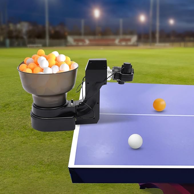 Table Tennis Robot Machine, Automatic Ping Pong Robots Machine with 40mm+ Balls, Wireless Remote Control Table Tennis Machine, Practical Bracket, Approximately 120 Balls