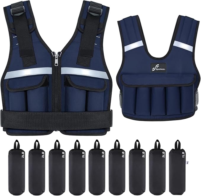Sportneer Adjustable Weighted Vest Weights: 2-18 lbs/2-40 lbs Washable Weight Vest 16 In 1 Fast Adjust Rucking Vest for Women and Men Home Gym Workout Fitness Strength Training Vests