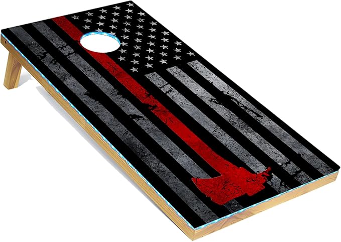 Tailgating Pros American Themed Lightweight Corn Hole Board Set w/Multicolored Built-in LED Lights, Bean Bags and Carrying Case - 4'x2' Cornhole Toss