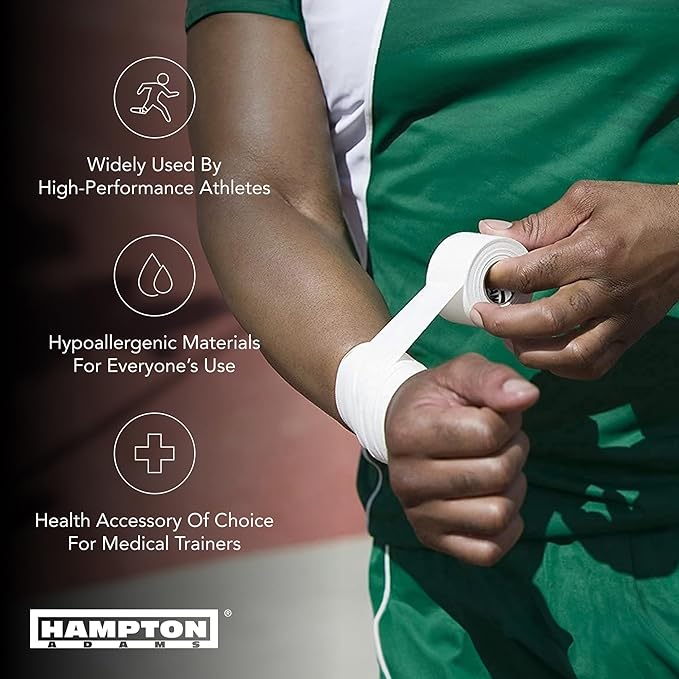 Hampton Adams | Official BJJ Partner | As Seen on Shark Tank | Medical Athletic Sports Tape (8-Pack, 45ft) | Easy Tear & No Sticky Residue | for Athletes, Trainers & First Aid Injury Wraps